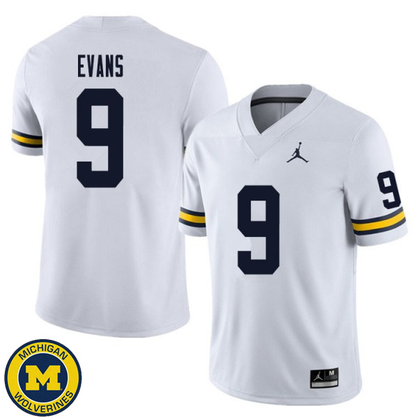 Mens Michigan Wolverines #9 Chris Evans White Official Game Jersey